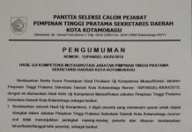 Walikota Segera Lantik Sekda Kotamobagu
