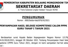 Hasil Ujian Kompetensi PPPK Guru Boltim, Ini Nama-namanya