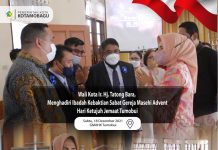 Walikota Hadiri Ibadah Kebaktian Sabat GMAHK Tumobui Walikota Kotamobagu Ir Hj Tatong Bara