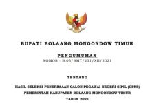 Ini Pengumuman Hasil Seleksi CPNS Boltim
