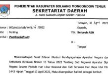 Libur dan Cuti, Ini Penyampaian BKPSDM