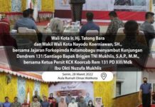 Walikota Kotamobagu Tatong Bara Sambut Kunjungan Komandan Korem 131 Santiago