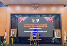 Wali Kota Tatong Bara Serahkan LKPD Unaudited ke BPK RI perwakilan Sulut