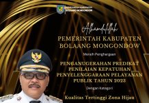 ORI Rilis Opini Pelayanan Publik, Pemkab Bolmong Zona Hijau