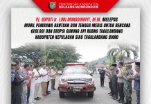 Pj Bupati Limi Mokodompit Melepas Bantuan Erupsi Gunung Ruang