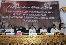 KPU Boltim Tetapkan Nomor Urut Calon Bupati dan Wakil Bupati