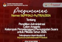 KPU Bolsel Umumkan Hasil Penelitian Administrasi Calon KPPS: 53 Orang Tidak Memenuhi Syarat